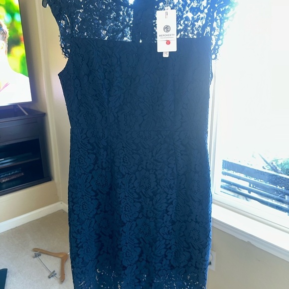 MEROKEETY Lace Cocktail Dress - Sleeveless, Elegant, Size Large - NWT - Picture 8 of 9
